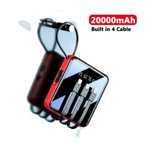 20000mAh Power Bank with LED Display & 4-in-1 Built-in Cable